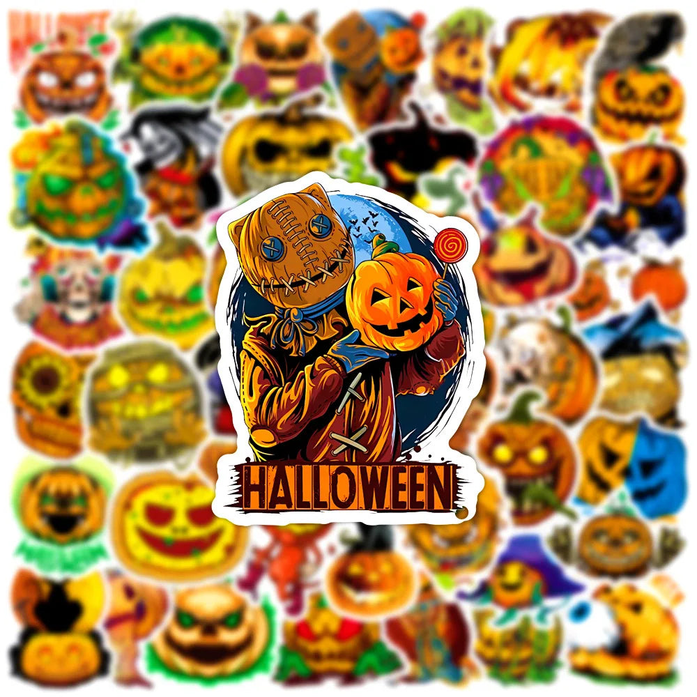 10/30/50PCS Cool Horror Halloween Pumpkin Stickers Toys Skateboard Bike Laptop Phone Cute Cartoon Decals Waterproof Toys Gifts