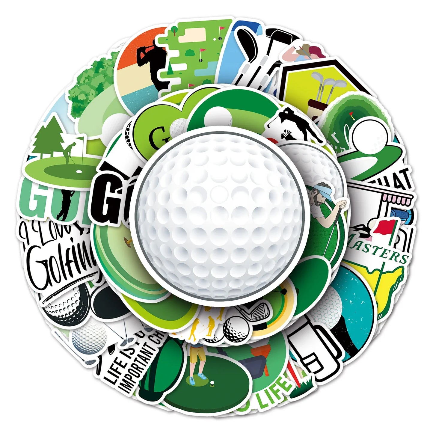 50Pcs Golf Cartoon Waterproof Vinyl Stickers for Skateboard Snowboard