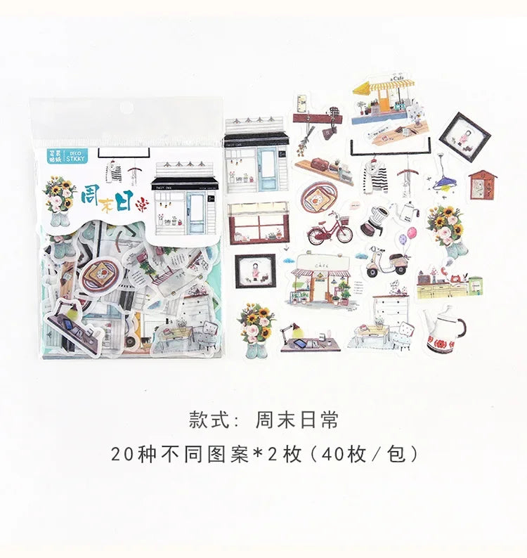 40 Pcs Kawaii Flower Memo Stickers Pack for Planners & Scrapbooking