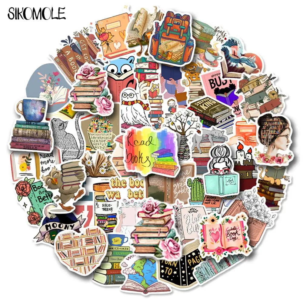 Diary Book Reading Stickers 10/30/50PCS Notebook Motorcycle Skateboard Computer Luggage Decal