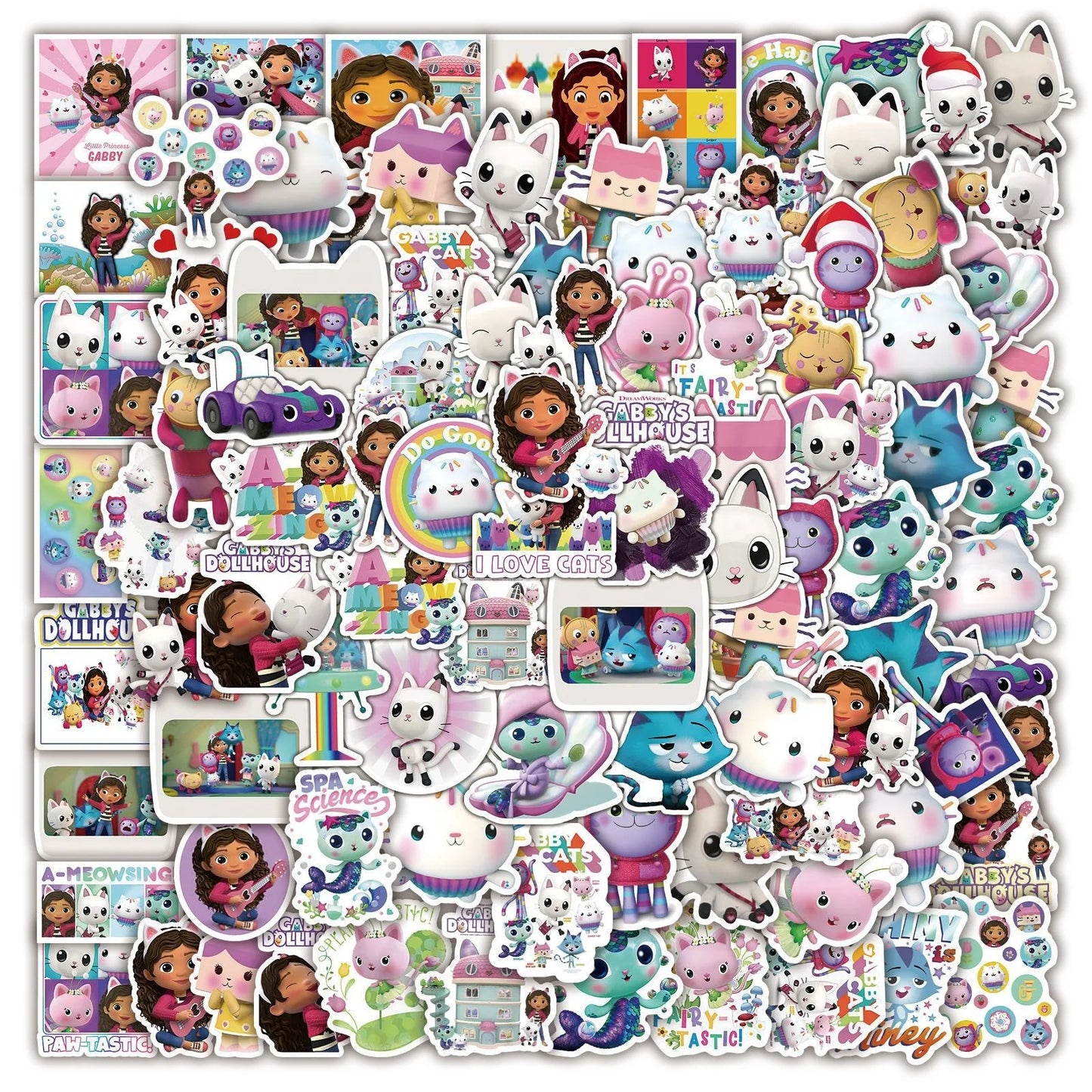 Gabby's Dollhouse Stickers 100Pcs for Laptop, Suitcase, Skateboard, Luggage, Fridge, Phone, Car