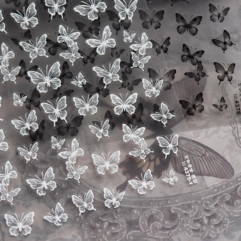 5D Butterfly Flower Heart Nail Art Stickers Decals