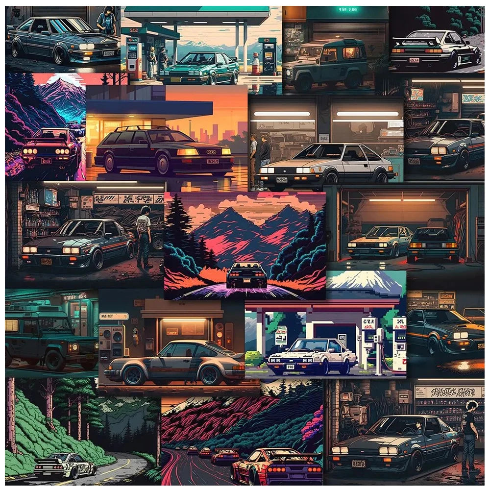 JDM Racing Car Graffiti Stickers Waterproof Decals 10/30/54pcs