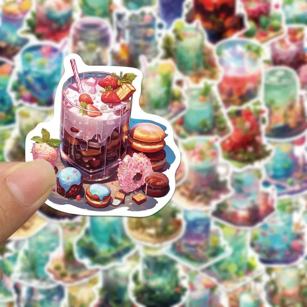 10/30/50pcs INS Style Art Drink Aesthetic Stickers Cartoon Plant Decals Kids Toys DIY Laptop Phone Scrapbook Decoration Sticker