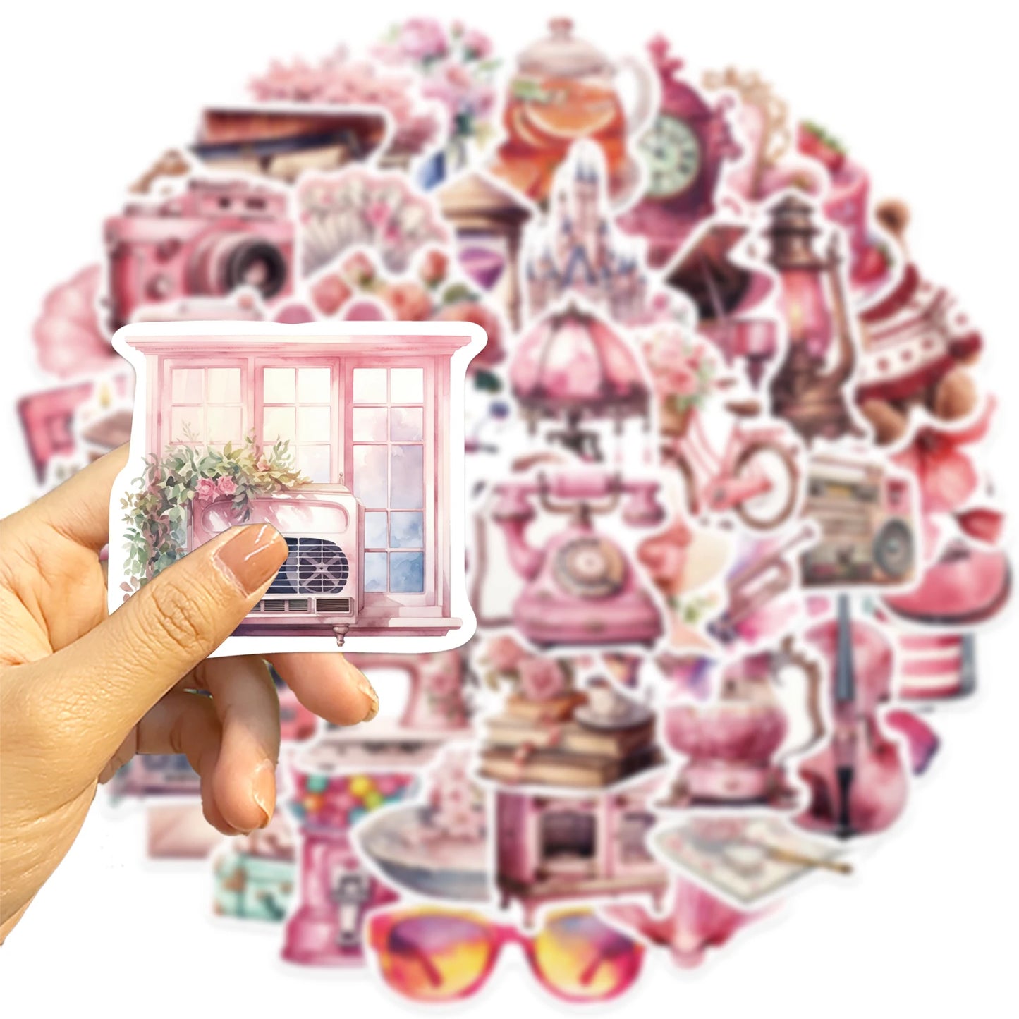 60PCS Cute Pink Girl Graffiti Stickers Aesthetic Decals for Water Bottles Laptop Scrapbook Phone Decoration Sticker Toys