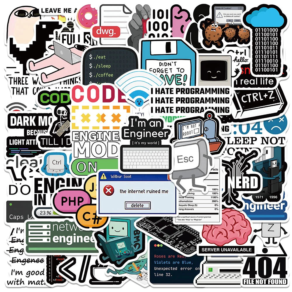 10/30/50pcs Cartoon Funny Program Ape MEME Stickers Funny Programmer Decals Skateboard Fridge Guitar Car Cool Waterproof Sticker