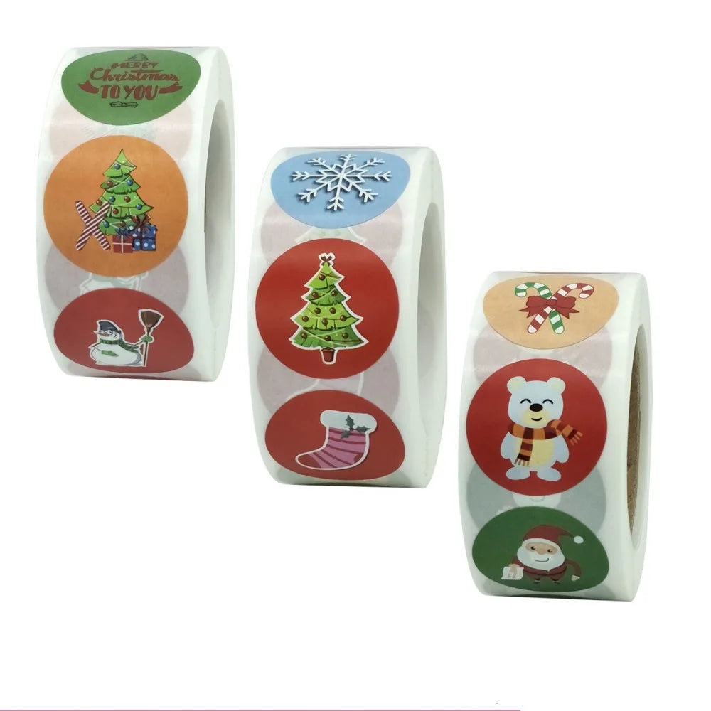 50-500Pcs Cartoon Merry Christmas Tree Label kids Stickers for Gift Package Wrapping Festival Party Baking Paper Seal Stickers