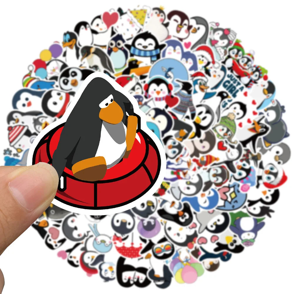 50/100pcs Cute Cartoon Animals Penguin Stickers Kids Toy Waterproof Graffiti For Laptop Water Bottle Phone Bicycle Car Decals