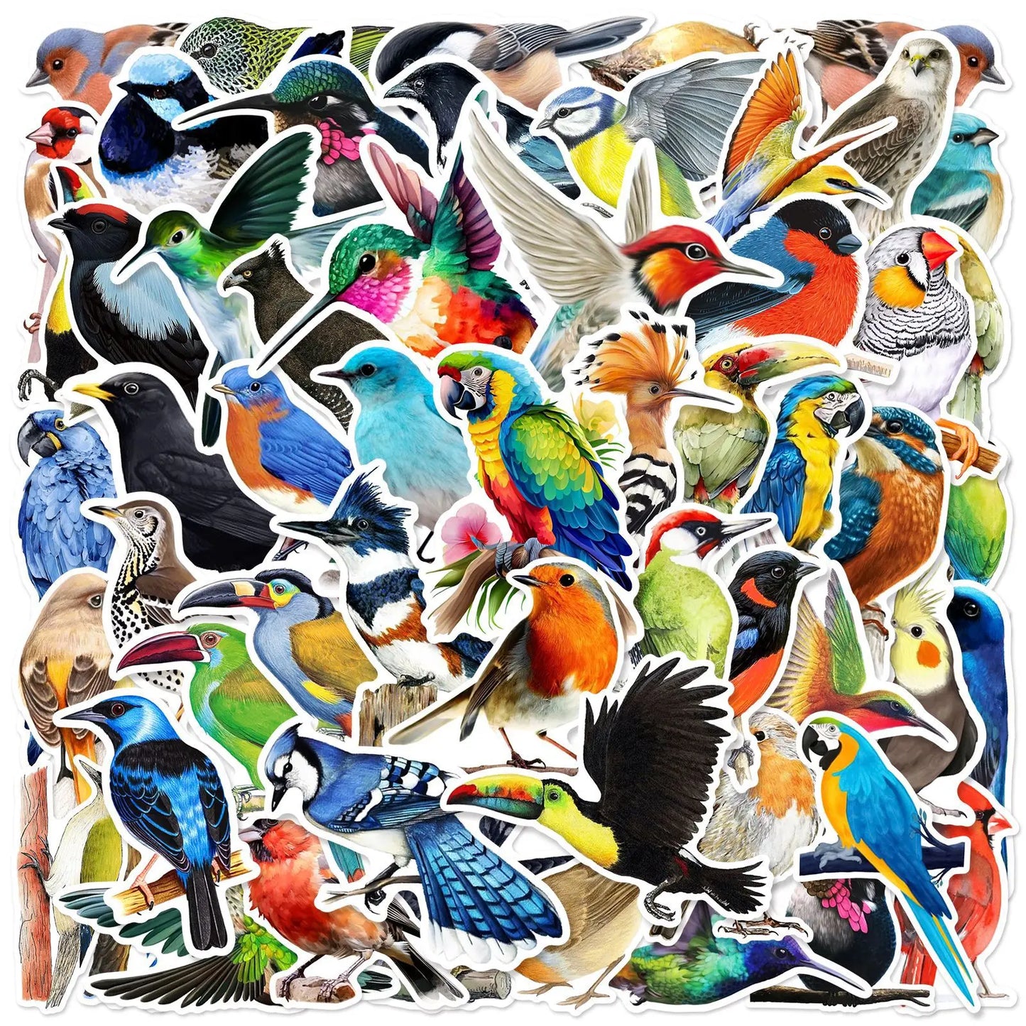 Mixed Colorful Birds Stickers 10/25/50pcs Waterproof for Suitcase Notebook Laptop Phone Water Bottle