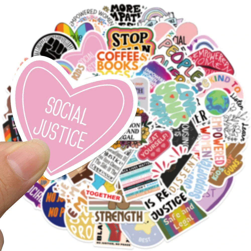 50pcs Social Justice Motivational Phrases Stickers Inspirational Quotes Encouragement Stickers Laptop Luggage Guitar Decals