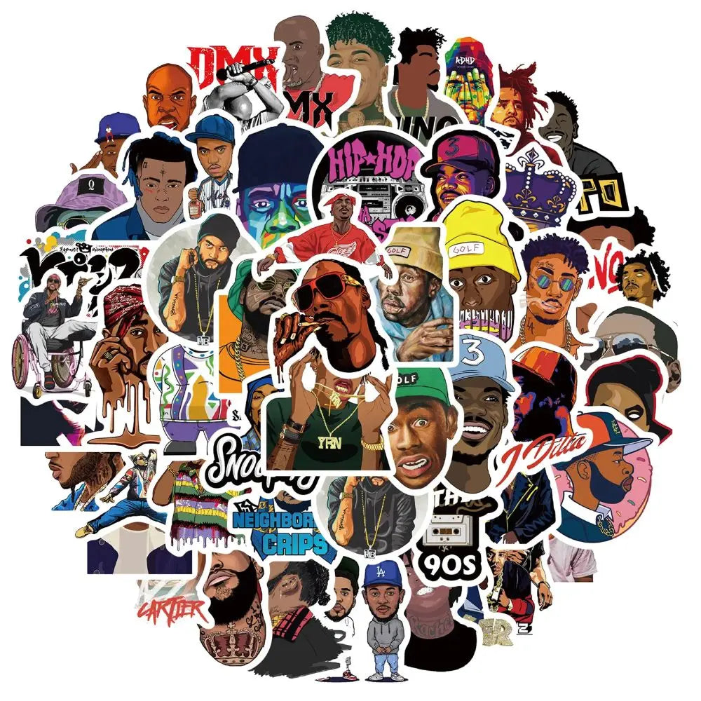 10/30/64pcs Mix of Rapper Hip Hop Cartoon Sticker Packs