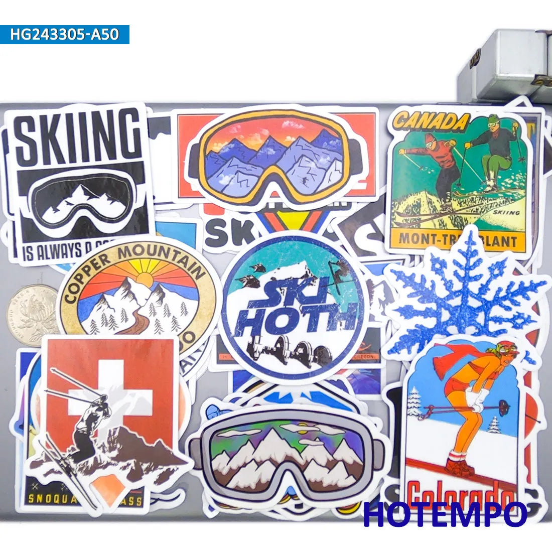 20/30/50Pieces Skiing Stickers Extreme Sport Retro Graffiti Adventure Trip for Phone Luggage Motorcycle Car Bike Laptop Sticker