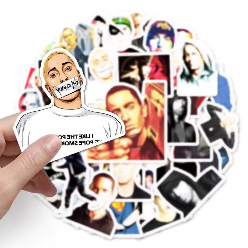 Cool White Detroit Rapper Eminem Hip Hop Sticker Packs