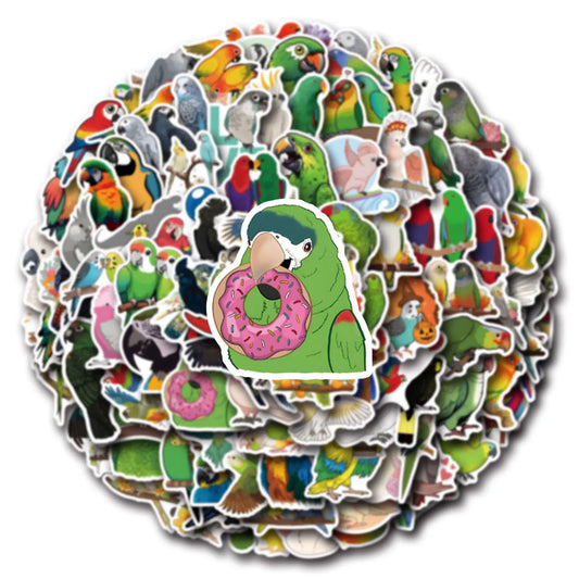 Parrot Cartoon Stickers 10/30/50/110PCS Funny Animal Decals for Scrapbook, Fridge, Laptop, Phone, Guitar, Kids Toys