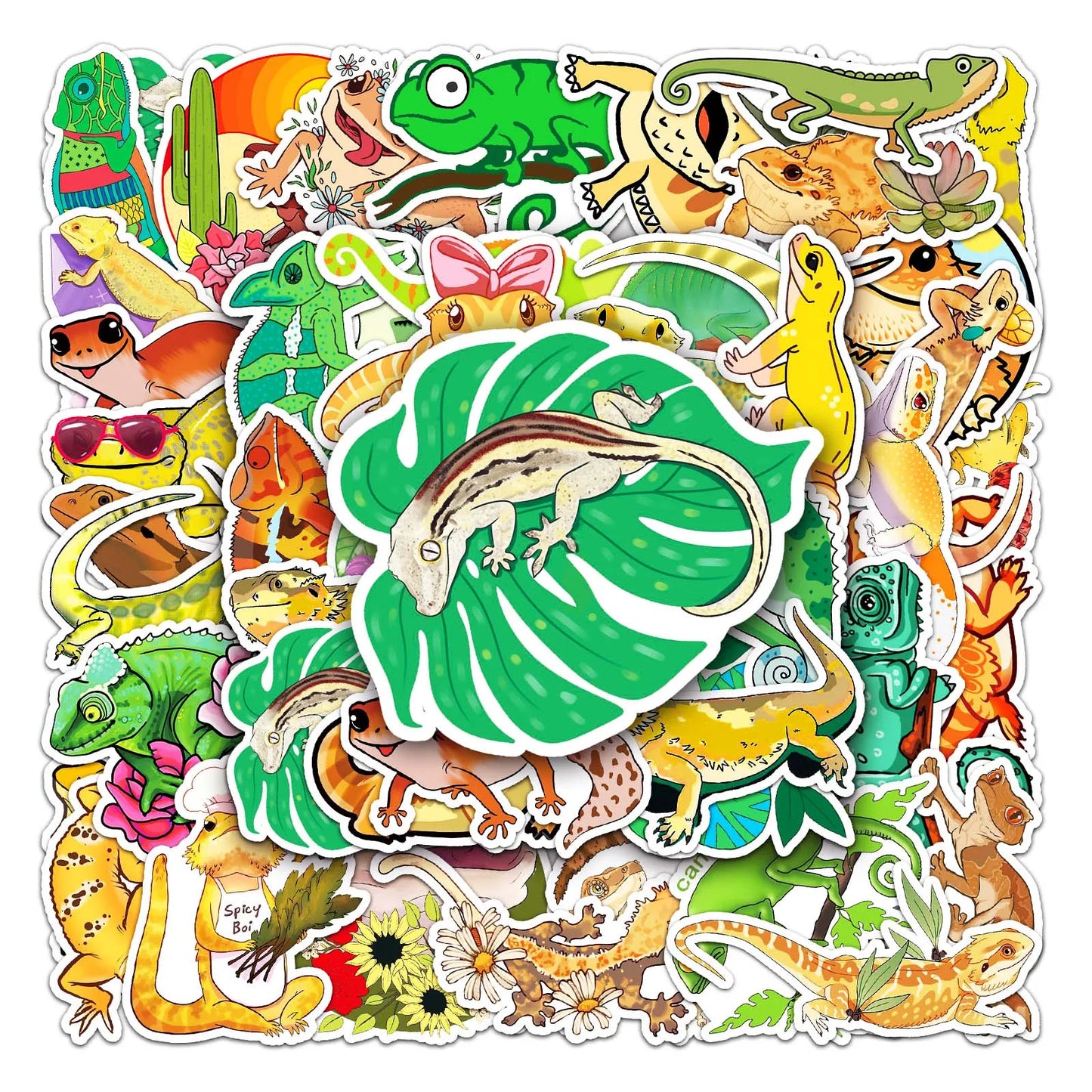 50Pcs Lizard Cartoon Waterproof Vinyl Stickers for Skateboard Snowboard