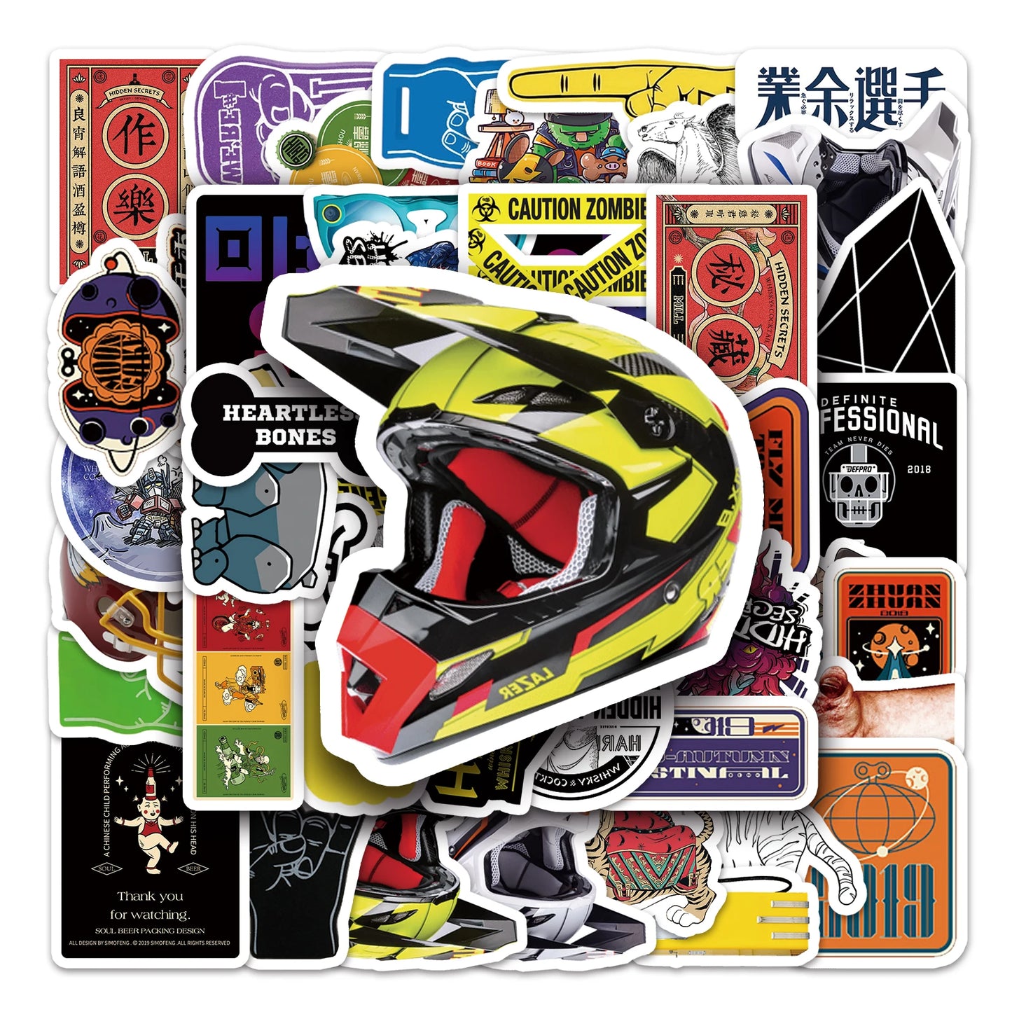 50Pcs Cute Cartoon Waterproof Vinyl Stickers for Skateboard Snowboard Decals