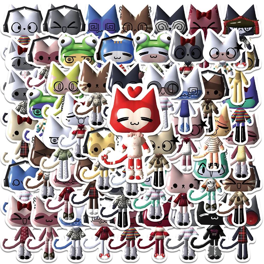 52PCS Toro Inoue Cat Stickers Vinyl Decals Waterproof for Bike Suitcase Guitar Laptop
