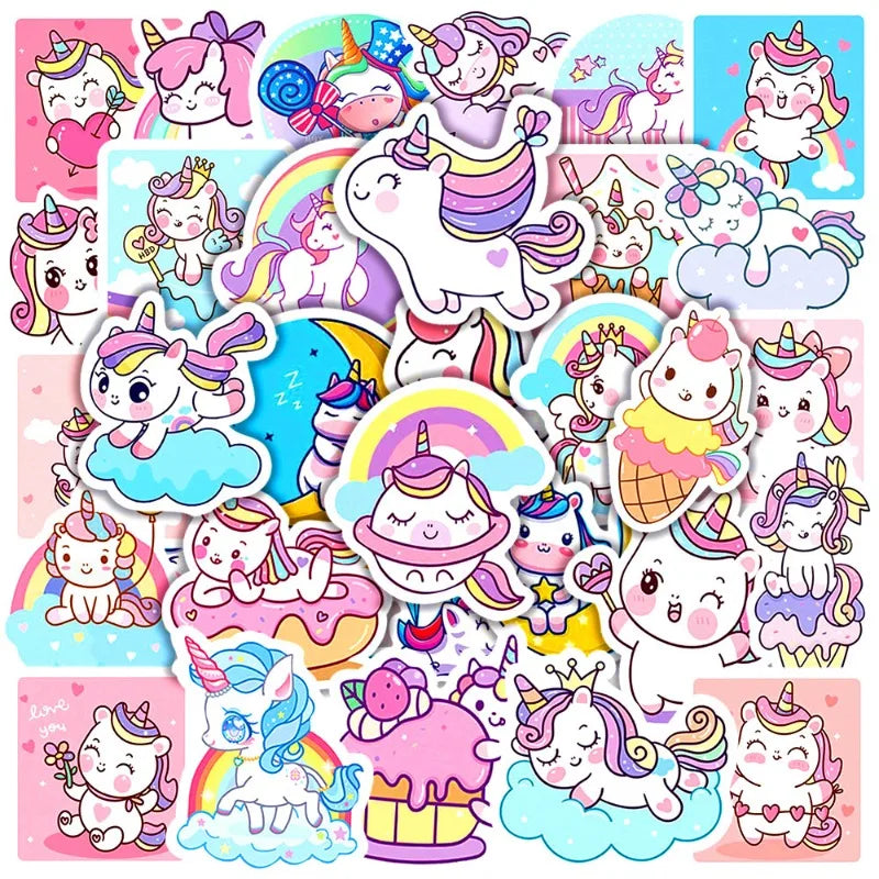 50pcs Unicorn Graffiti Stickers for Helmet, Wall, DIY Decoration Wholesale