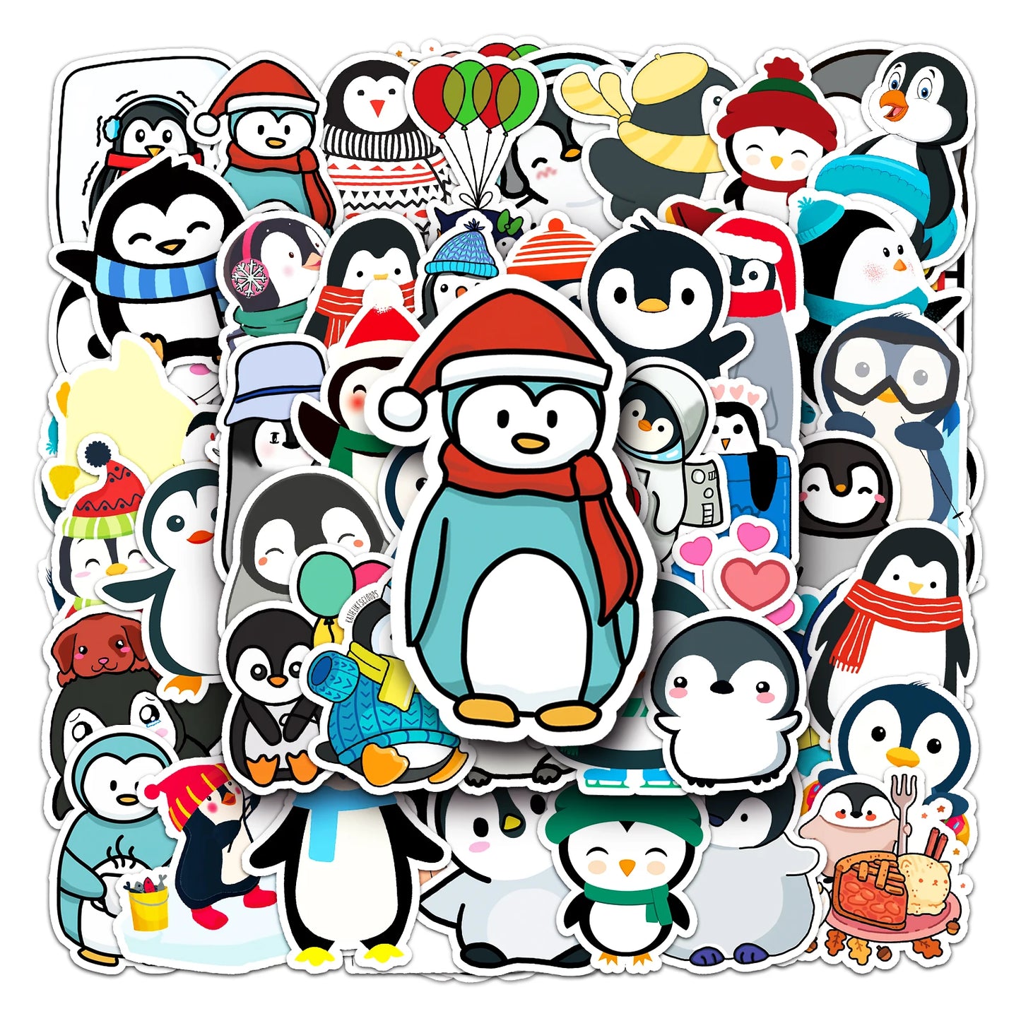 50Pcs Penguin Cartoon Waterproof Vinyl Stickers for Skateboard Snowboard