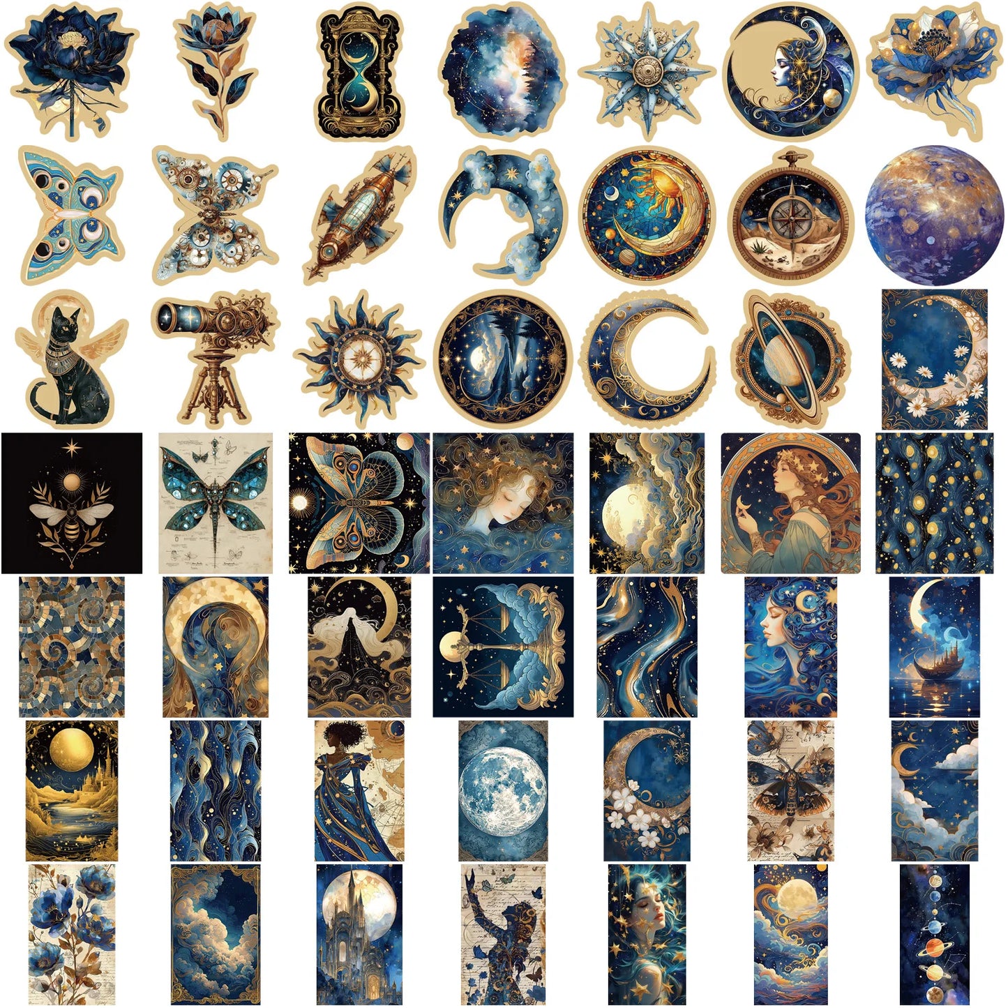 50pcs Retro Astronomy Universe Planets Stickers for Suitcase Phone Notebook Galaxy Moon Astrology Aesthetic Decals Sticker