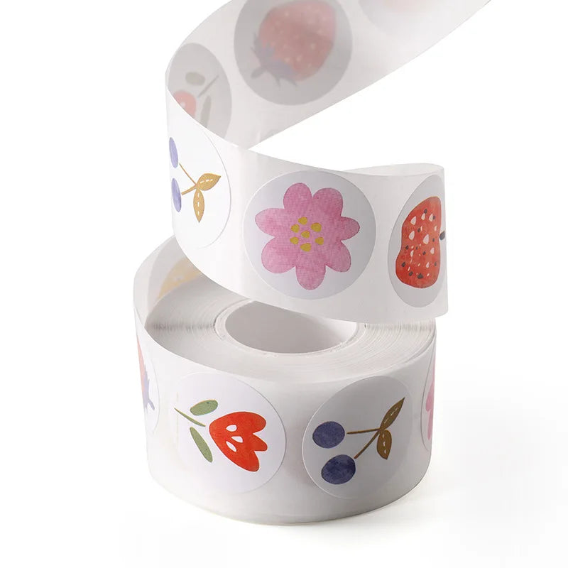 500pcs/roll Cute Strawberry Reward Stickers Scrapbooking Fruit Envelope Seal Stickers For Birthday Party Favors Baking Goods