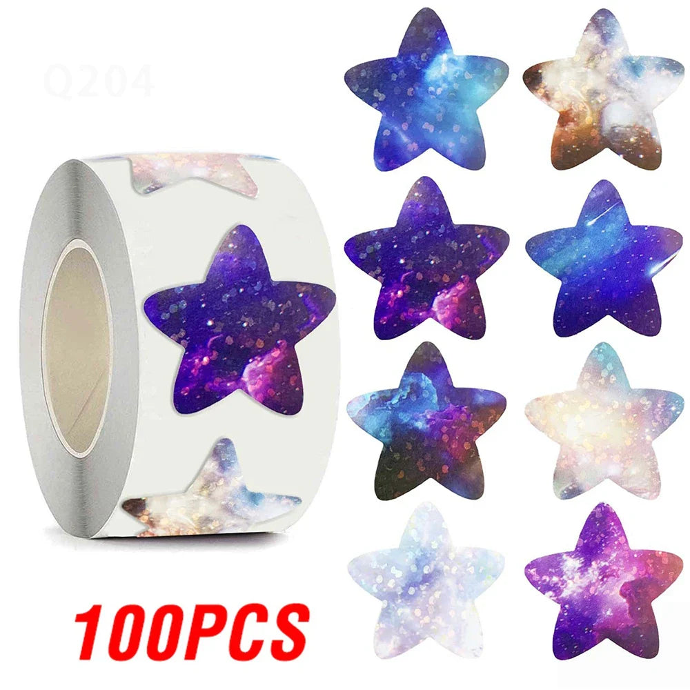 Gold Foil Star Stickers 1" - 100-500pcs Reward Labels