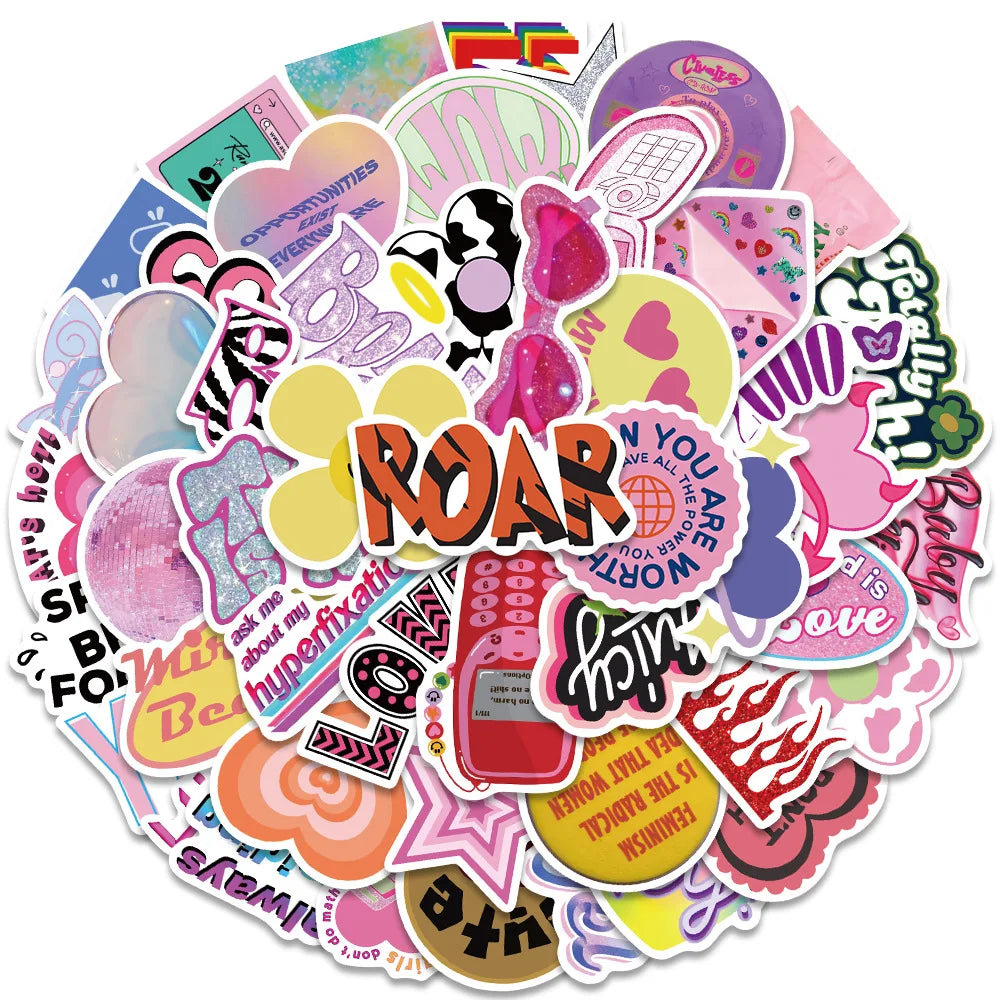 10/30/50PCS Ins Bratz Pink Girls Stickers Aesthetic DIY Phone Laptop Skateboard Notebook Suitcase Car Cute Cartoon Decal Sticker