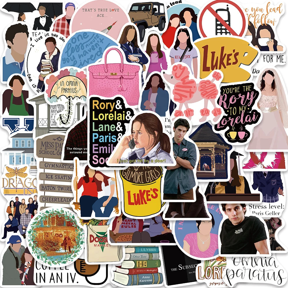 50PCS Gilmore Girls Stickers Aesthetic Decals for Laptop Water Bottle Scrapbooking DIY Gift