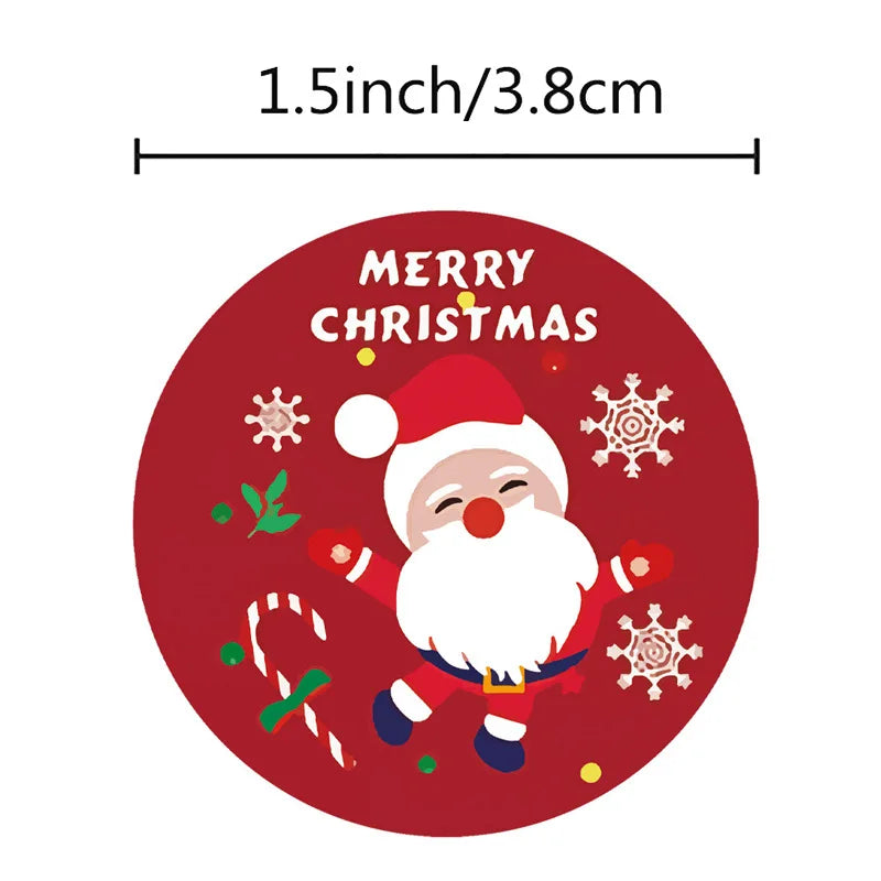 500Pcs/Roll Merry Christmas roll Self-Adhesive Label Sealing Decorative Stickers Office Stationery