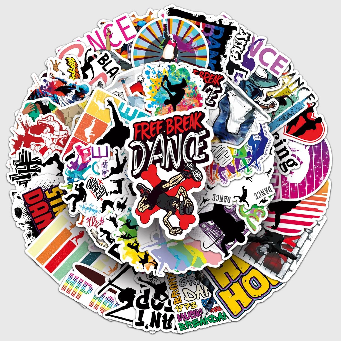 50Pcs Hiphop Cartoon Waterproof Vinyl Stickers for Skateboard Snowboard