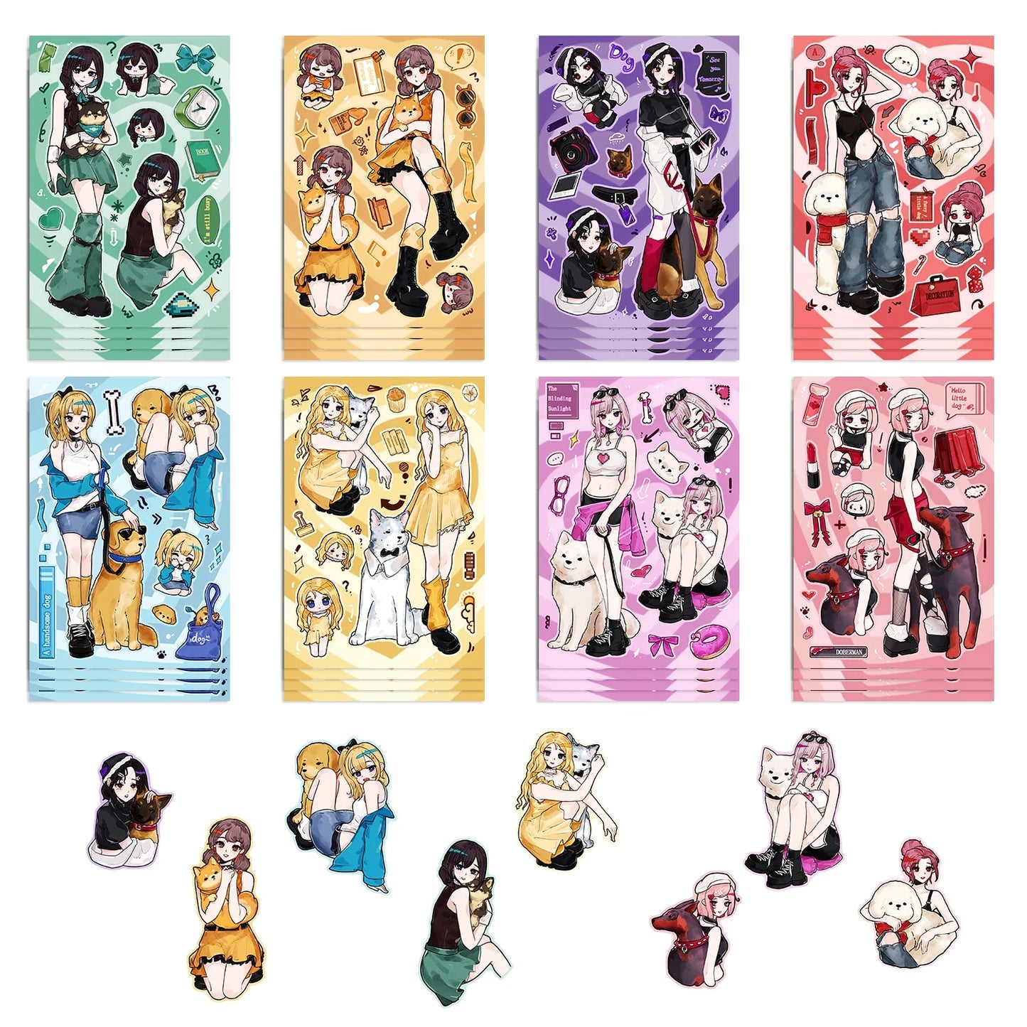 Dog & Girl Puzzle Stickers - 8/16/32pcs Kids DIY Toys