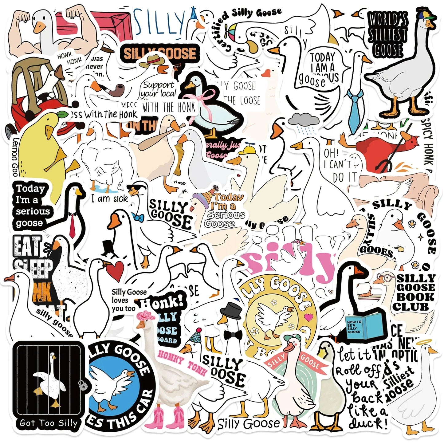 50PCS Cute Goose Stickers for Phone, Laptop, Skateboard