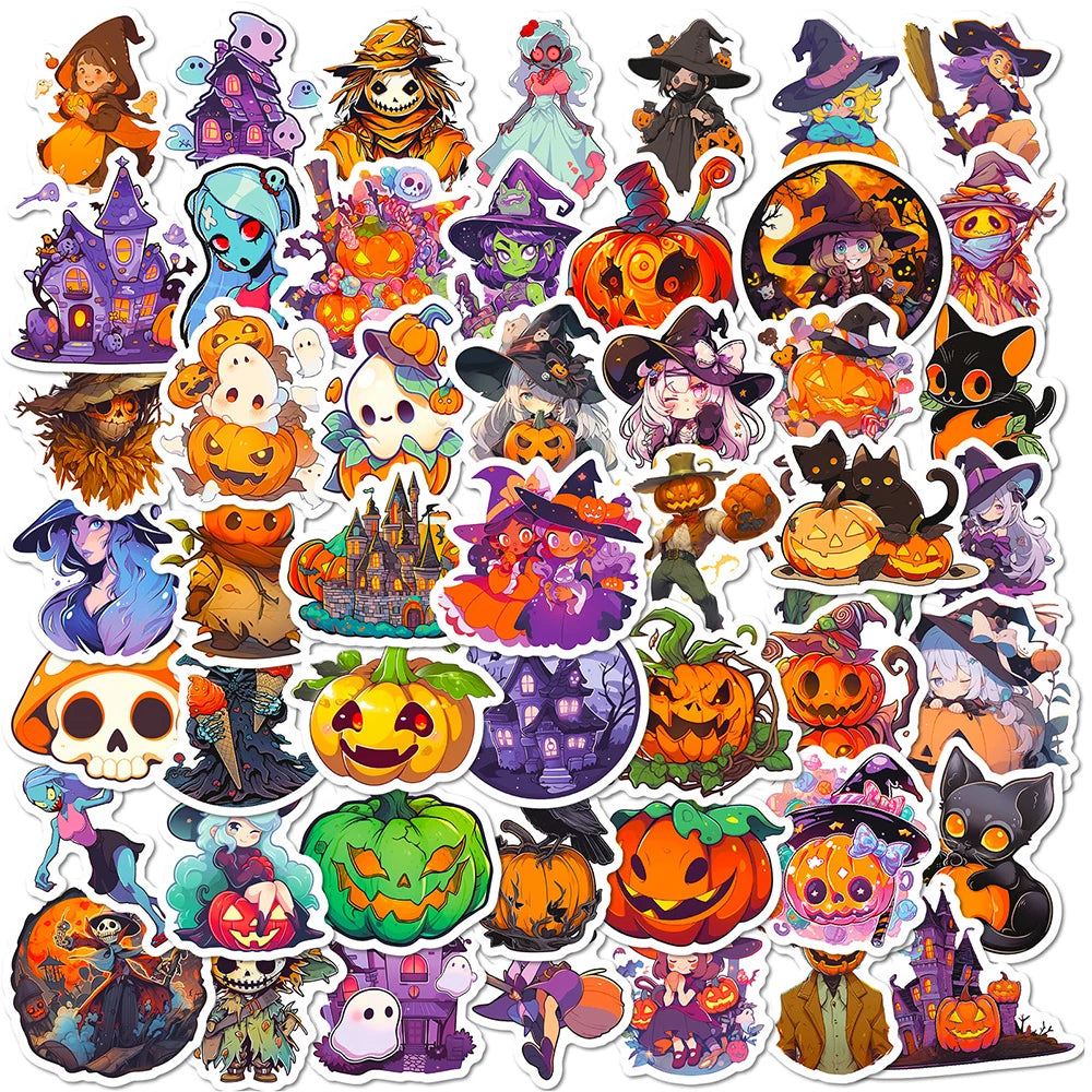Halloween Witch Waterproof Stickers - 10/30/50pcs for Laptop, Phone, Luggage, Car, Motorcycle