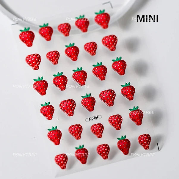 Strawberry Nail Art Stickers Decals Manicure Design