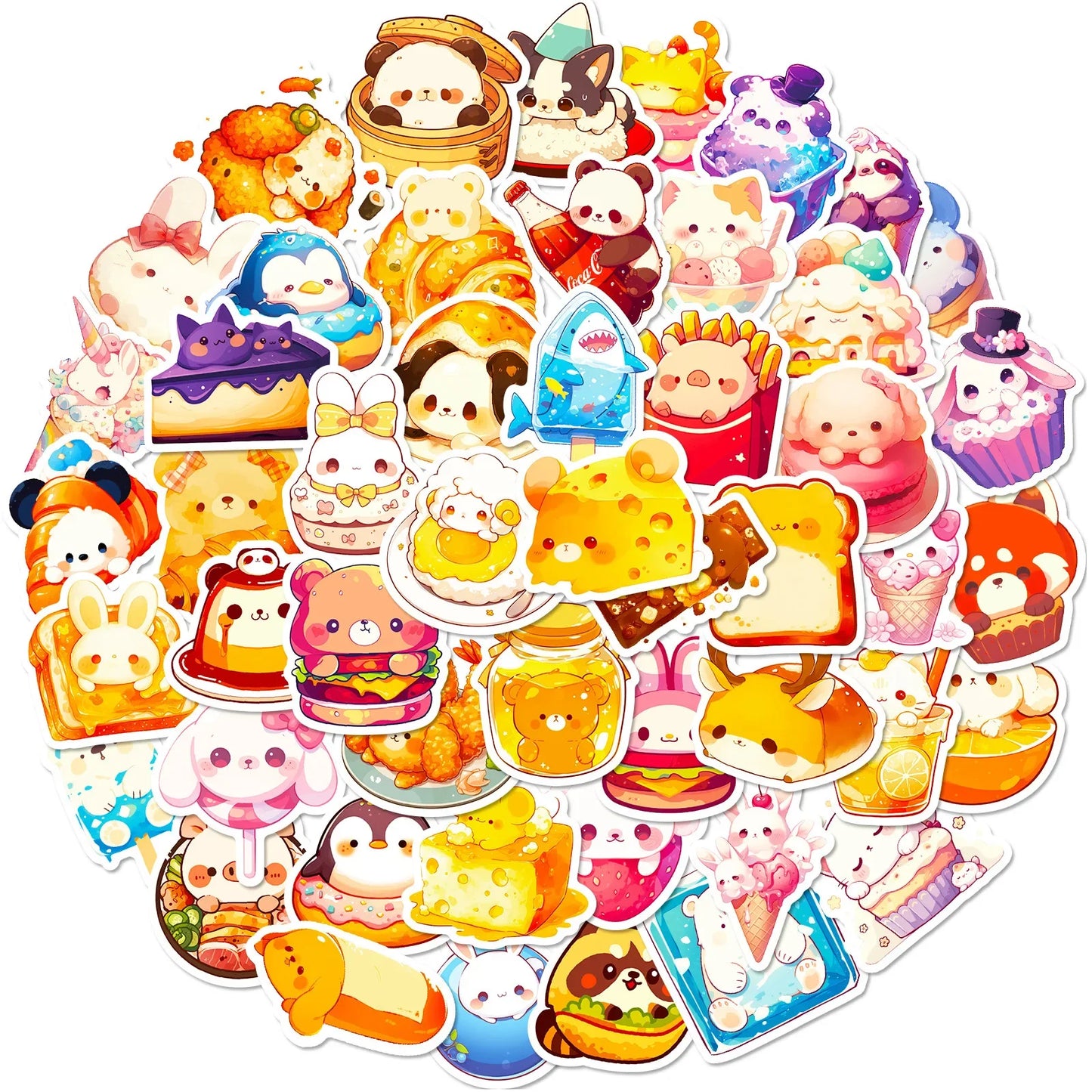 Funny Food Cartoon Animal Stickers for Laptop, Phone, Guitar, Bike, Skateboard Decals