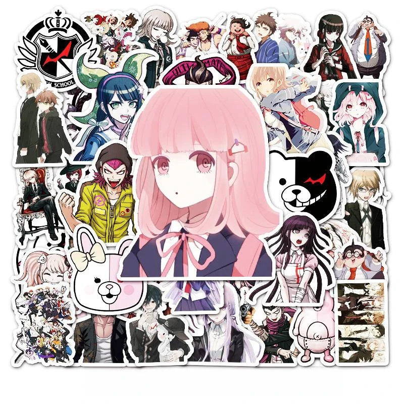 50pcs Danganronpa Sticker Pack for Luggage, Phone, Laptop, Car, Scooter, Water Bottle, Refrigerator