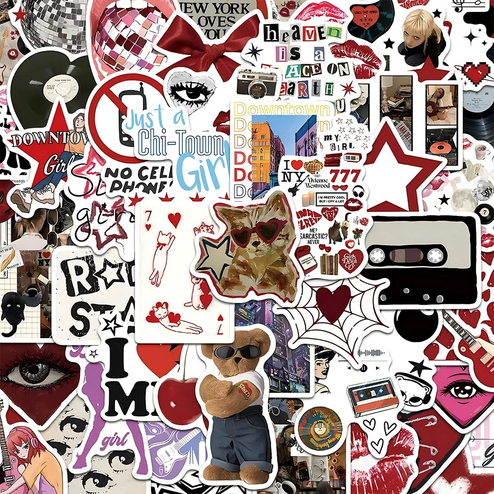 Y2K Cool Girls Stickers Pack - Trendy Cartoon Decals for Skateboard, Laptop, Phone, Bike, Kids Toys