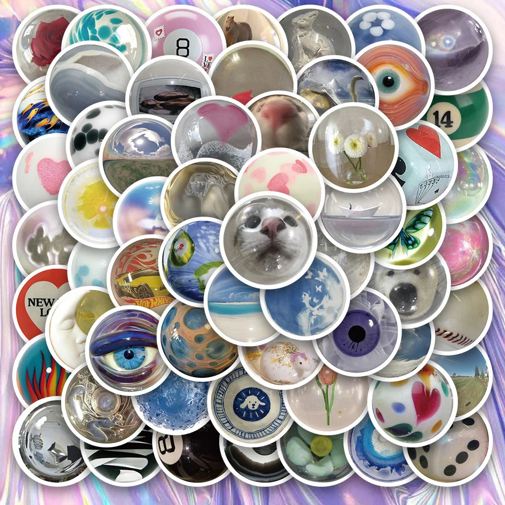 60PCS 3D Aesthetic Glass Bead Eye Stickers Waterproof for Car, Motorcycle, Laptop, Phone, Guitar, Kids Gift
