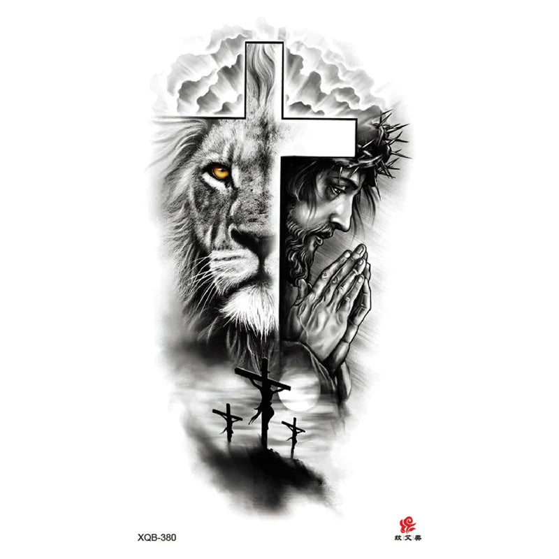 Waterproof Men's Temporary Tattoos for Hand Arm Body Realistic Lion Tiger Wolf Tattoo Stickers Animal Fake Tattoo for Women