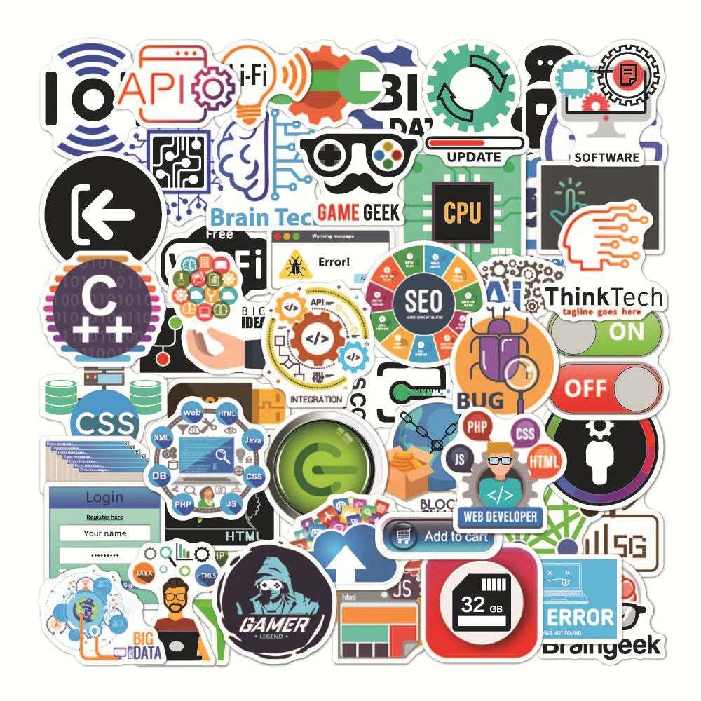 Funny Geek Java Programming Stickers Decals for Laptop, Skateboard, Motorcycle, Car - Waterproof, 10/30/50pcs