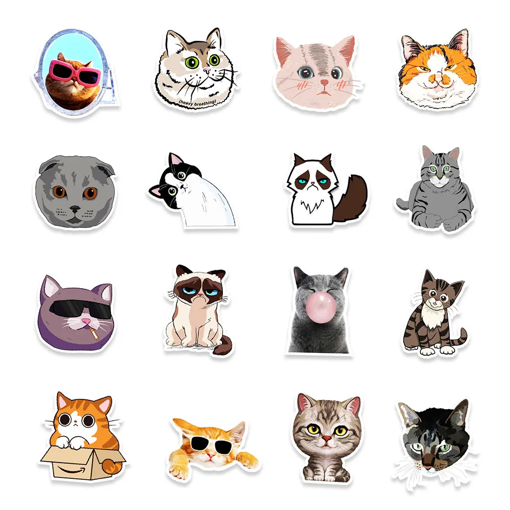 10/30/50PCS Kawaii Cats Cartoon Sticker Animal Cute Decals Toy For Kids DIY Suitcase Fridge Phone Scrapbook Stationary Fridge