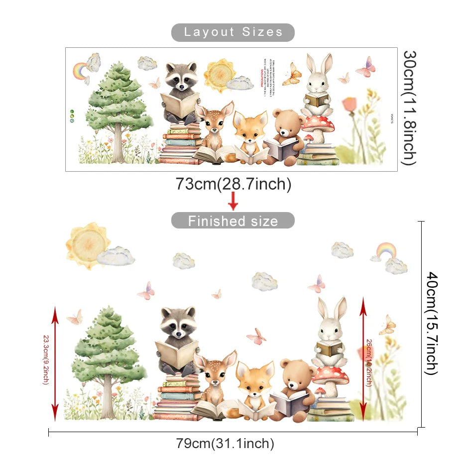 Woodland Animal Wall Stickers for Kids Room Nursery Decor