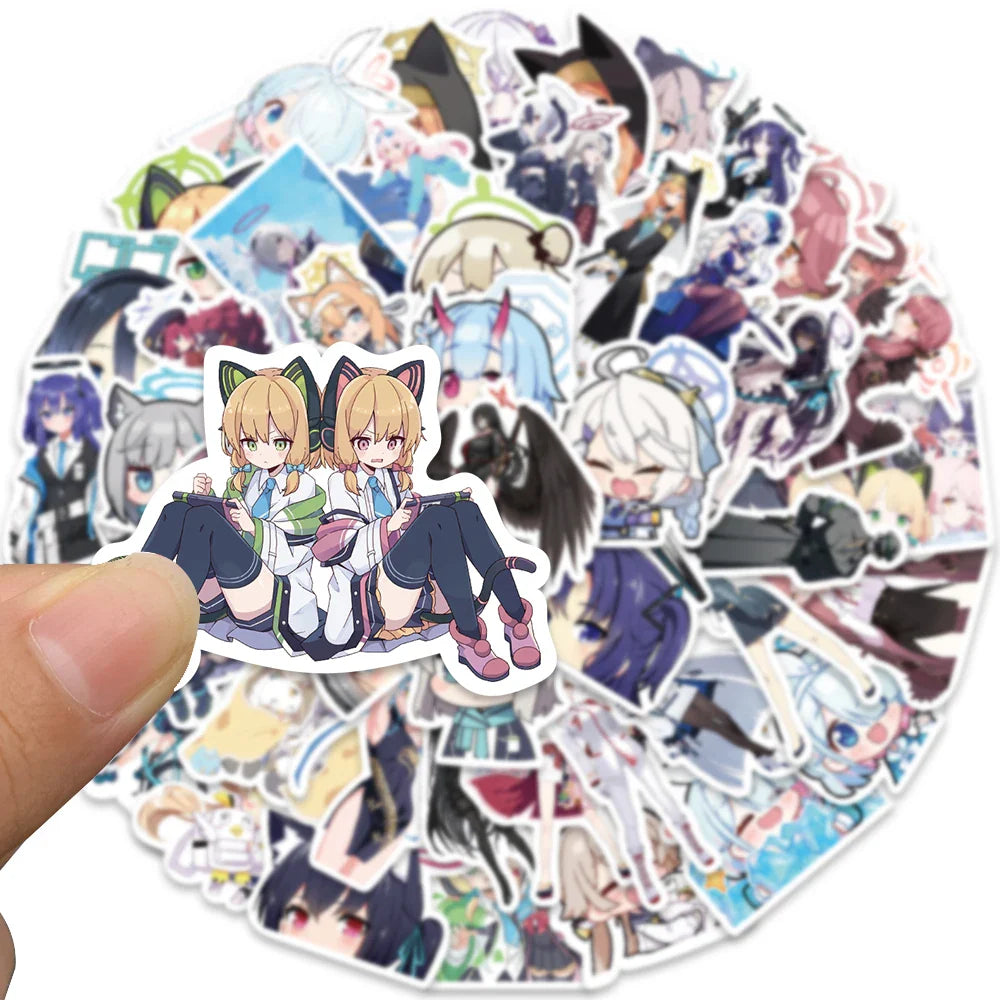 50pcs Cartoon Anime Game Blue Archive The Animation Stickers Cute Water Bottle Sticker Luggage Laptop Guitar Diary Vinyl Decals