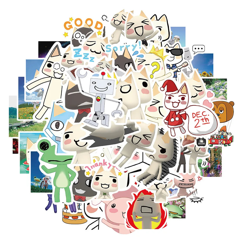 Cartoon Kawaii Cat Stickers Waterproof Vinyl Decals for Laptop Guitar Suitcase Skateboard