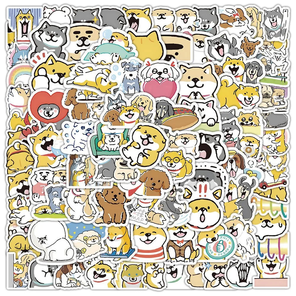 100pcs Cute Kitten Puppy Cartoon Stickers for Scrapbook, Car, Water Bottle, Phone, Kids Toys