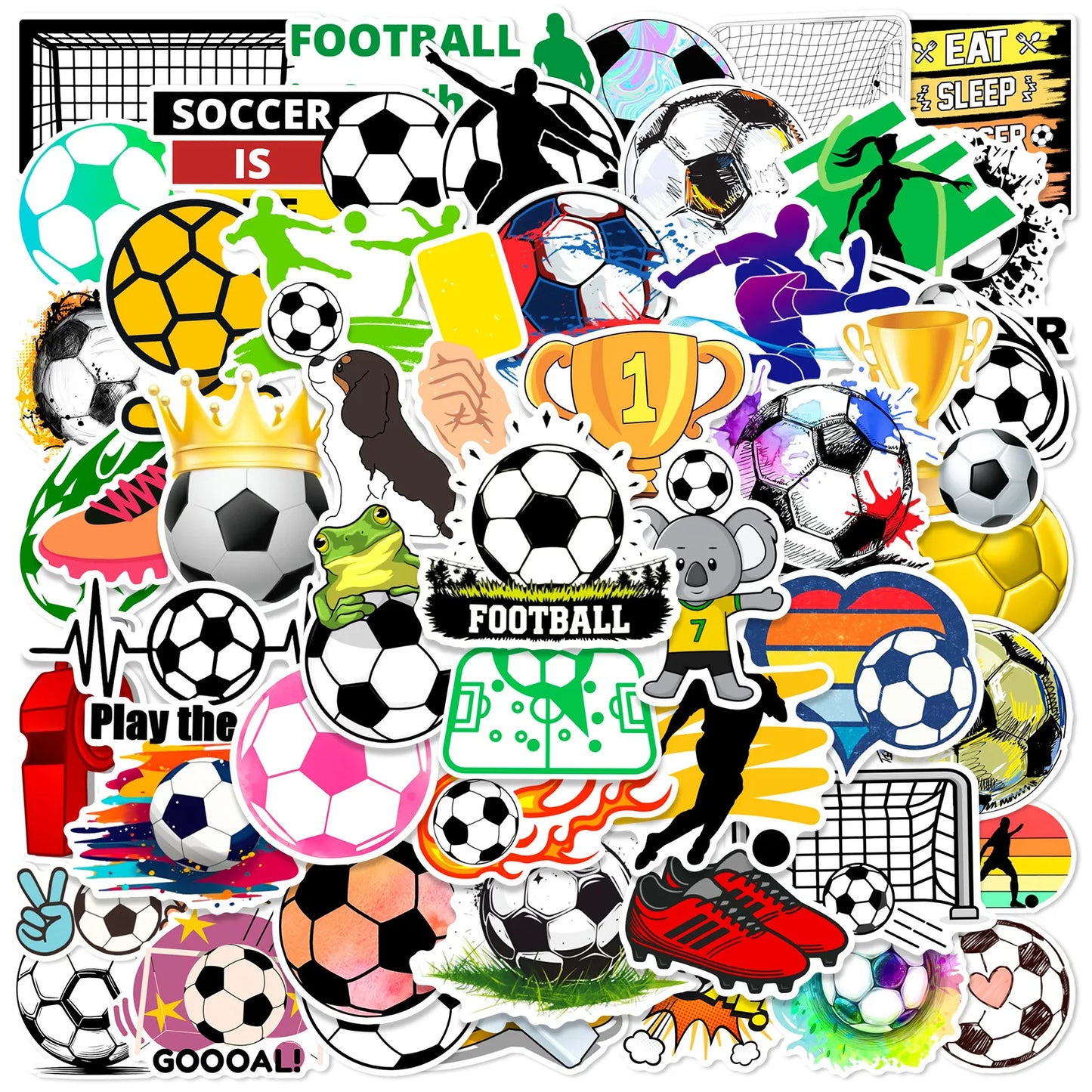 50Pcs Football Graffiti Stickers for Helmet, Wall, DIY Decoration
