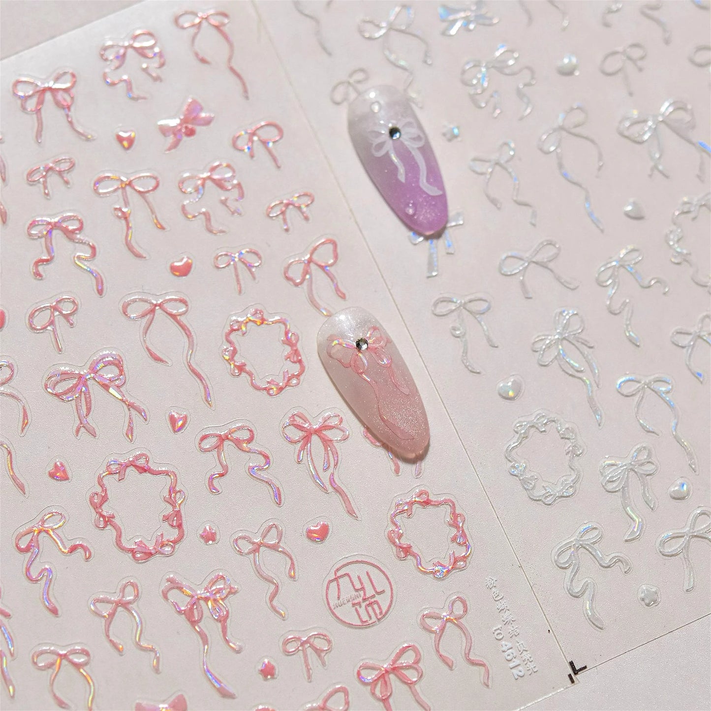 Silk Ribbon Heart Lace Nail Art Stickers Decals