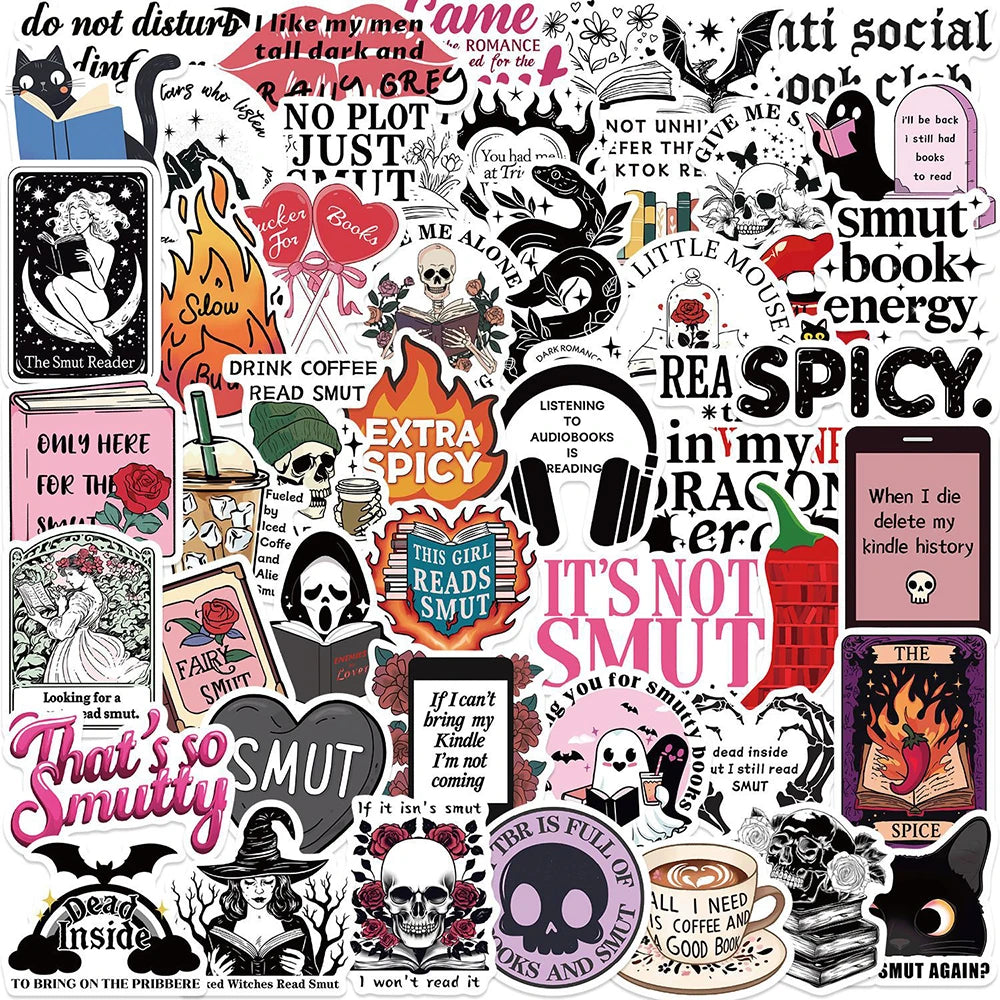 Cool Smut Bookish Stickers PVC Waterproof Laptop Luggage Phone Car Decoration