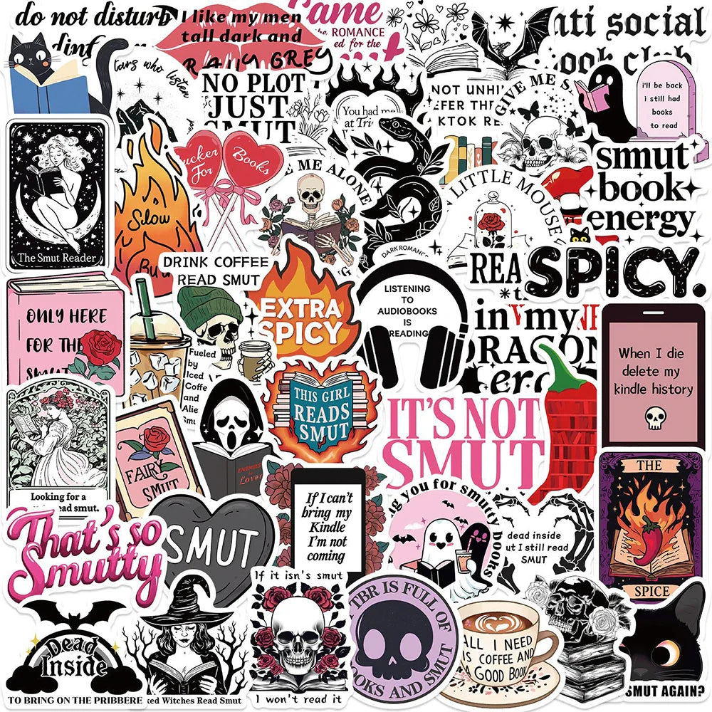 Cool Smut Bookish Stickers PVC Waterproof Laptop Luggage Phone Car Decoration