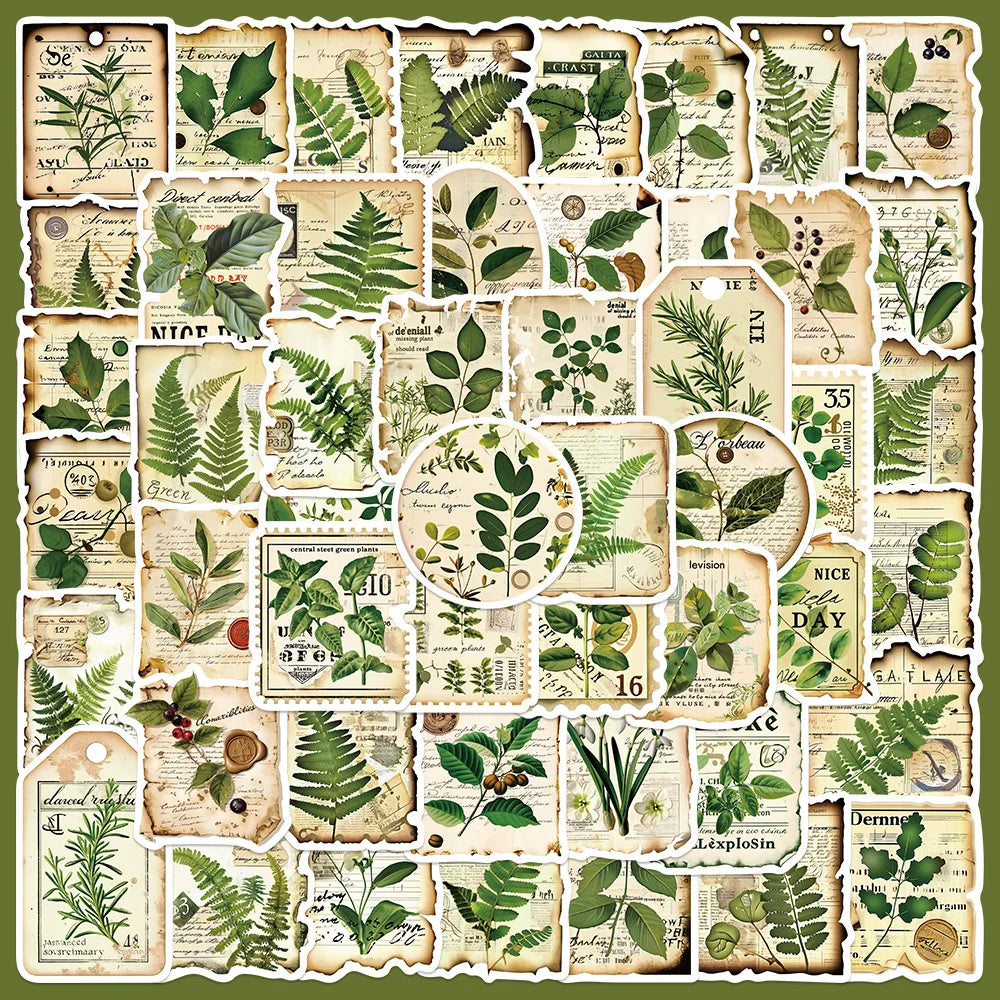 50pcs Botanical Garden Graffiti Stickers for Helmet, Wall, Desktop Decoration